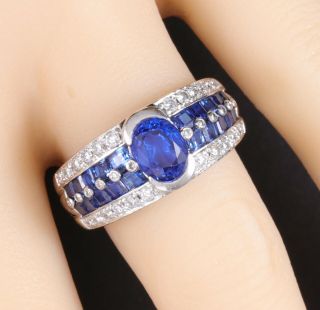 Incredible Platinum 3.  3 Ct Diamond Natural Ceylon Blue Sapphire Estate Ring 2