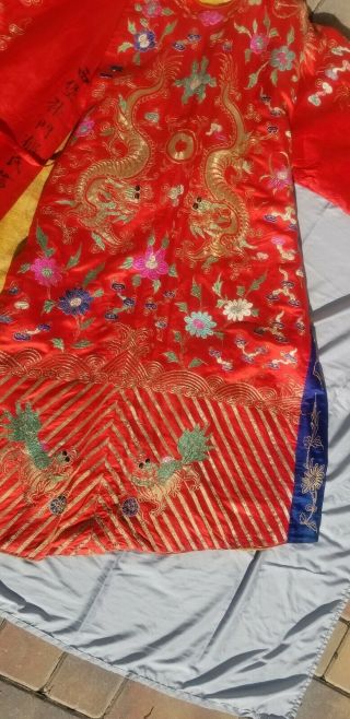 Incredible dragon qing dynasty chinese embroidered silk robe forbidden stitch 3
