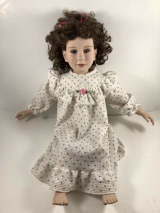 Vintage My Twinn Doll Curly Brown Hair Gray Eyes White Body 1996 Dress