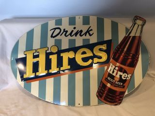 Vintage Rare Oval Hires Root Beer Sign Soda Pop,  Exc.