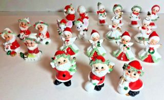 Vintage Napco Miniature Bone China Spaghetti Christmas Angel Santa Carolers Elf