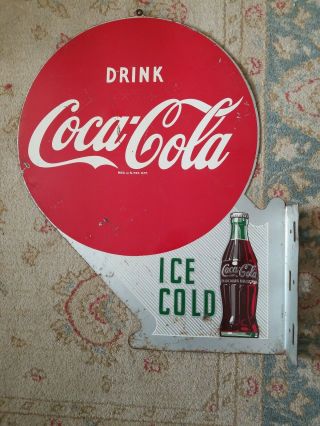 Vintage 1955 Double Sided Coca Cola Metal Sign