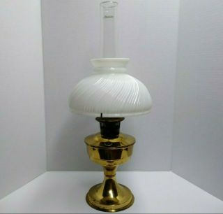 Vintage Oil Lamp - Aladdin 23 W/ White Shade / Glass Globe -
