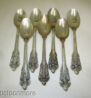 Vintage Wallace Grand Baroque Sterling Silver Tea Spoons Set 8.  40oz
