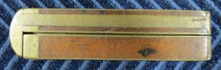 Antique Wood And Brass Folding Ruler With Caliper 22 6 - 12 "