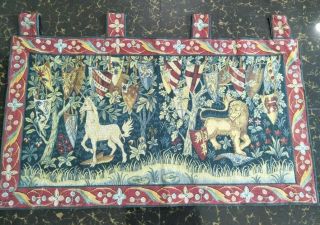 Antique 19c Aubusson French Woven Tapestry Color Size39 " X22cm99x56
