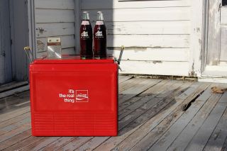 Vintage 1950s Coke Coca Cola Cooler Progress Refrigerator Metal Prop Art A56 2