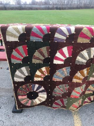 Antique Quilt Dresden Plate,  Hand - Quilted 78 X 67 Signed 1910