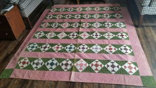 Early Antique Country Quilt Wonderful Calico Fabrics 1800 