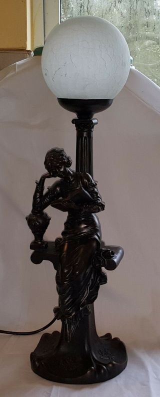 Bronzed Effect Art Nouveau Style Design Figural Table Lamp Light