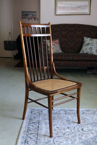 Danish Mid Century Modern Spindle - Back Cane - Seat Dining Side Chair,