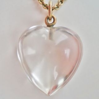 Antique Victorian 9ct Gold Rock Crystal Heart Shaped Pendant C1885