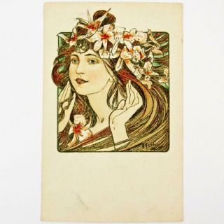 Antique Czech Art Nouveau Artist Alphonse Mucha Cocorico Cover French Postcard