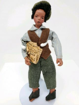 Artisan Victorian Newspaper Boy African American Dollhouse Miniature Doll
