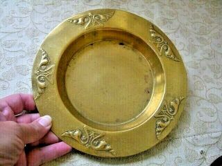 Vintage Art Nouveau Small Brass Tray Dish Js &s,  Made In England