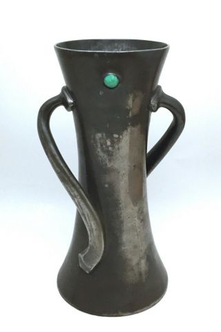 Rare Early Liberty & Co Tudric Pewter Hardstone Vase Oliver Baker