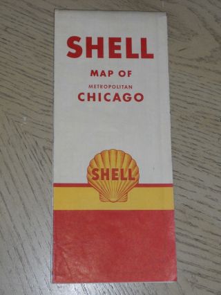 Vintage 1951 Shell Oil Gas Chicago Illinois City Street Road Map Route 66 Joliet