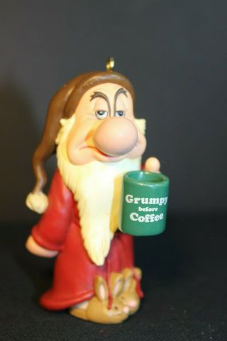 Ornament - Snow White - Dwarf Grumpy Holding Coffee Mug " Grumpy Before Coffee