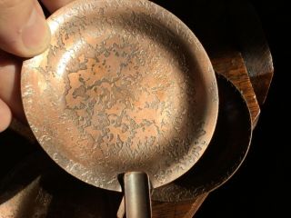 4 Roycroft mission arts crafts acid etched copper ash trays Stickley Limbert era 3