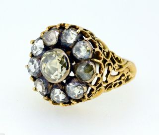 Magnificent Georgian Rose Cut Diamond Cluster Ring In Gold