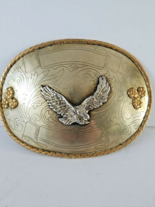 American Eagle German Silver Large Belt Buckle Made In Usa 1988 Non Personalized