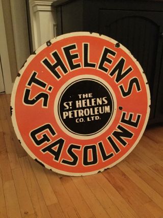 Old St.  Helens Gasoline Double Sided Porcelain Sign