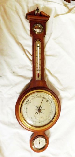 Vintage 29 " Airguide Mahogany Thermometer Barometer Hygrometer Weather Station