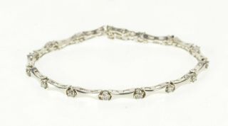 14k 0.  75 Ctw Diamond Curved Bar Link Tennis Bracelet 7 " White Gold 03