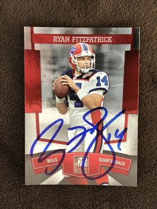Ryan Fitzpatrick Signed Panini 2010 Elite Card Buffalo Bills Autograph Tampa Bay