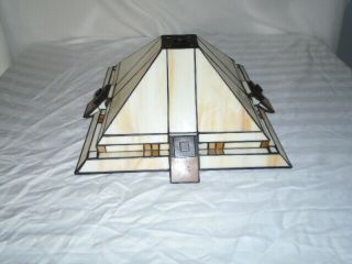 Vintage Arts & Crafts Stained Glass 4 Panel Lamp Shade