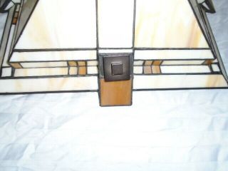 Vintage Arts & Crafts Stained Glass 4 Panel Lamp Shade 3