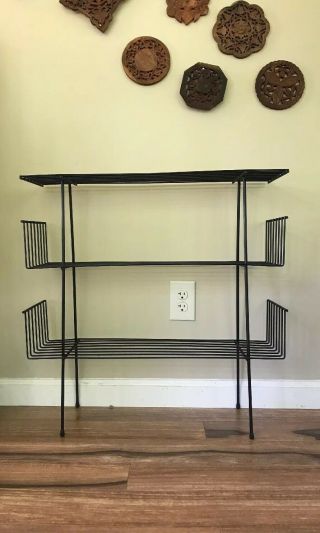 Mid Century Modern Shelf Black Hair Pin Metal Plant Stand Shelf 3 Tier
