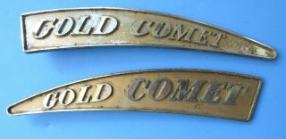 Vintage Pair (2) Reo Gold Comet Truck Front Emblem Trim Badge Hot Rat Street Rod