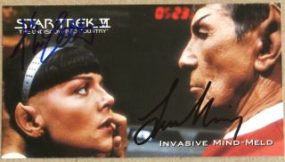 Kim Cattrall Leonard Nimoy Hand Signed Sports Card Star Trek Vi Valeris Spock