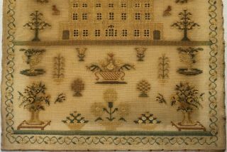 MID 19TH CENTURY MANSION HOUSE & MOTIF SAMPLER BY ISABELLA SMITH AGED 9 - 1845 3