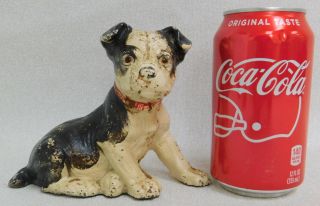 Vintage Antique Buster Brown Hubley Cast Iron Pit Bull Terrier Dog Door Stop