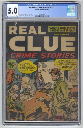 Real Clue Crime Stories V2 7 Cgc 5.  0 Vintage Hillman Periodicals Simon & Kirby
