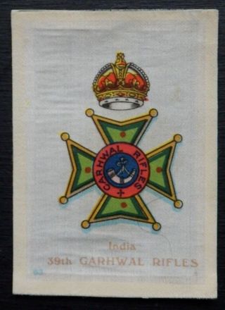 39th Garhwal Rifles India Wwi Silk Badge Issued 1913 Scarce