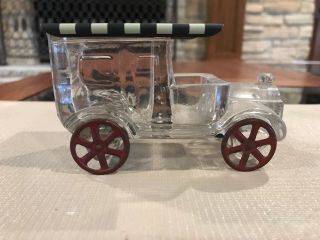 Vintage Glass Candy Container " Black And White Taxi Car " Circa 1912 - 14 