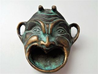 Antique/Vintage French Solid Bronze Devil Head Ashtray Demon or bottle opener ?. 2