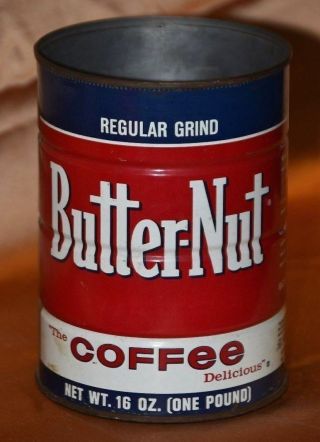 Vintage Butter - Nut Coffee Tin Can - 1 Pound Can Collectible Beverage Can