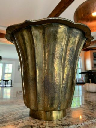 Awesome Mid Century Italian Gilt Pewter Planter In Oriental Lotus Form