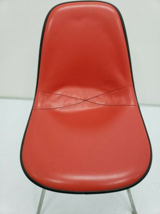 VINTAGE EAMES DSX UPHOLSTERED SHELL CHAIR RED VINYL AUTHENTIC W/TAGS 2