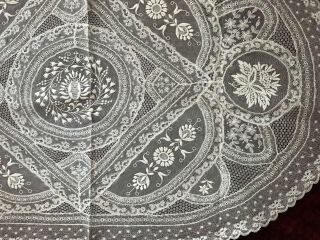 Stunning Handmade Normandy Lace Tablecloth 35 1/2 