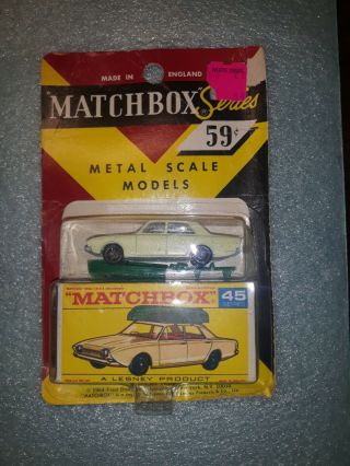 Vintage Lesney Matchbox Ford Corsair Rare To Find In Blister