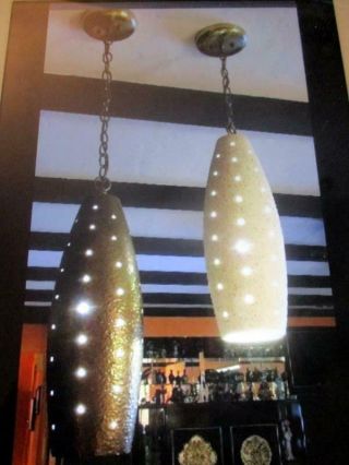 A Pair Mid - Century Modern Tall Ceramic Hanging Pendant Lights Imperialite Co.
