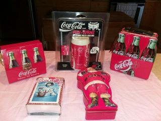 Fun Coca - Cola Tins And Games Santa Lunch Box Puzzles And More