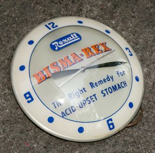 Vintage Rexall Bisma - Rex Double Bubble Light Up Clock Drug Store Pharmacy 15 "