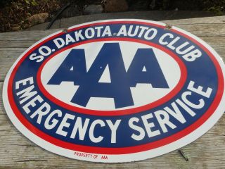 Rare South Dakota Aaa Auto Club Service Porcelain Gas Oil Dsp Advertising Sign
