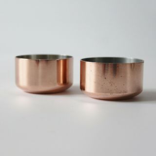 2pc Georg Jensen Henning Koppel Taverna Copper Aluminium Small Bowls Salt Cellar